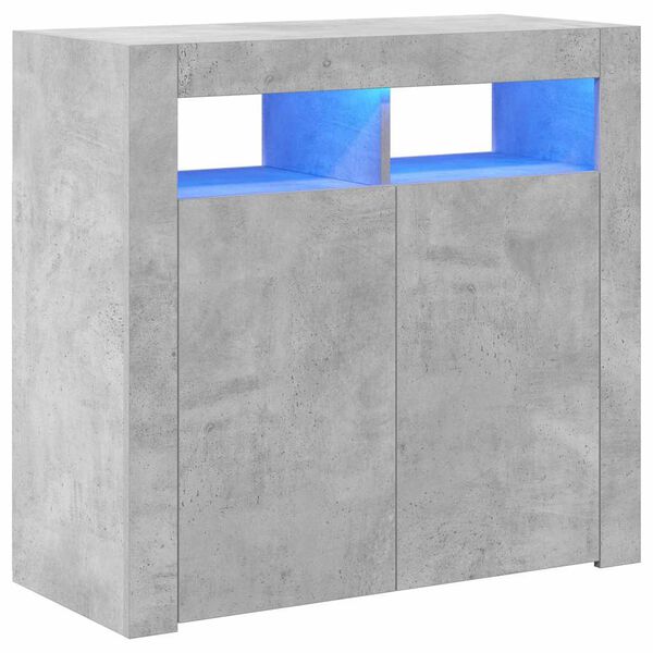vidaXL Credenza con Luci LED Grigio Cemento 80x35x75 cm
