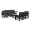 vidaXL Set di divani da esterno 8 pz Nero e Grigio scuro