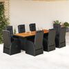 vidaXL Set da Pranzo da Giardino 9 pz con Cuscini Nero in Polyrattan