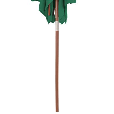 vidaXL Ombrellone da Esterni con Palo in Legno 150x200 cm Verde