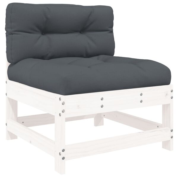 vidaXL Set Divani da Giardino 10 pz con Cuscini Legno Massello Bianco