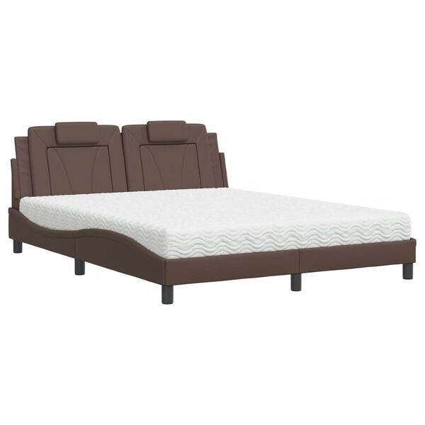 vidaXL Letto Viana con Materasso Marrone 160x200cm in Similpelle