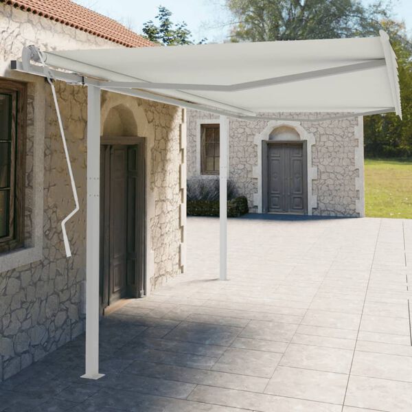 vidaXL Set Pali per Tenda da Sole Bianco 450x245 cm Ferro