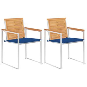 vidaXL Sedie da Giardino 2 pz con Cuscini in Legno di Teak e Acciaio