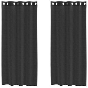 vidaXL Tende in Voile con Occhielli 2 pz Nero 140x225 cm
