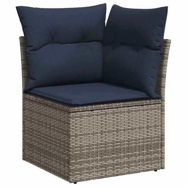vidaXL Set Divani da Giardino 9 pz con Cuscini Grigio in Polyrattan