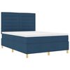 vidaXL Letto a Sorgente LED con materasso Blu 140 x 200 cm Tessuto