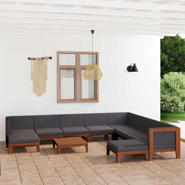 vidaXL Set Divani da Giardino 11 pz con Cuscini in Massello di Acacia