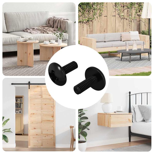 vidaXL Viti a manica 2 pcs Nero M4 x 10 mm Acciaio