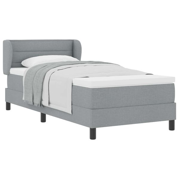 vidaXL Letto a molle con materasso Grigio chiaro 90 x 200 cm Tessuto