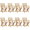vidaXL Sedie da Giardino Pieghevoli 8pz Beige Legno Massello di Acacia