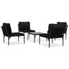 vidaXL Set Divani da Giardino 5 pz con Cuscini Neri in PVC