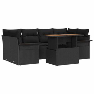vidaXL Set Divano da Giardino 7 pz Nero
