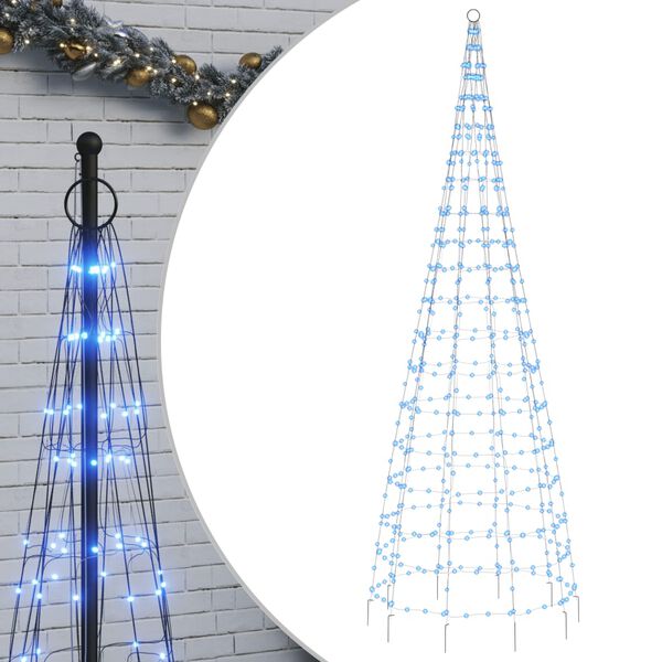 vidaXL Albero di Natale a LED su Asta della Bandiera 550 LED Blu 300cm