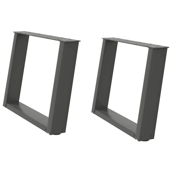 vidaXL Gambe per Tavolino da Caff&egrave; a Forma di U 2 pz Antracite 60x(42-43) cm Acciaio