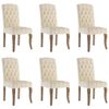 vidaXL Sedie da Pranzo 6 pz Beige in Tessuto Effetto Lino