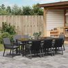 vidaXL Set da Pranzo per Giardino 9 pcs Nero