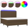 vidaXL Letto a Molle Materasso e LED Marrone Scuro 160x200 cm Tessuto