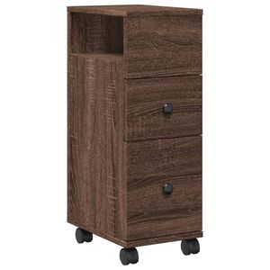 vidaXL Mobile da Bagno Stretto con Ruote Rovere Marrone in Truciolato