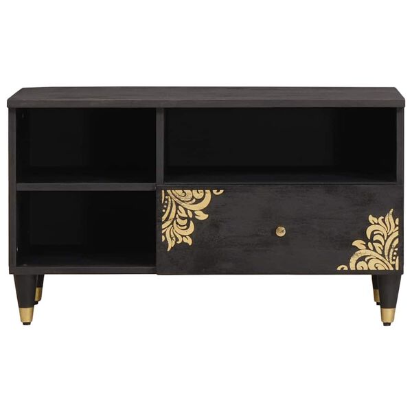 vidaXL Mobile TV Nero 80 x 33 x 46 cm Legno di mango massello
