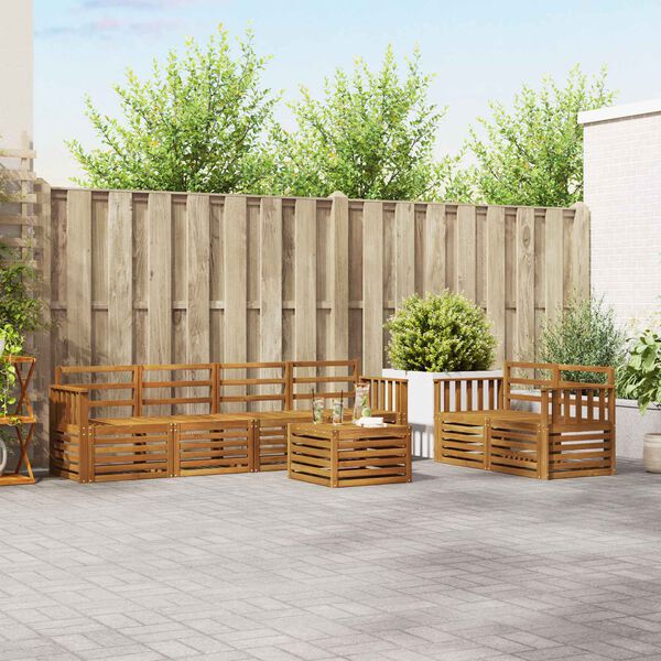 vidaXL Set divani 7 pcs Naturale Legno di Acacia Massello