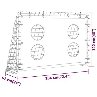 vidaXL Rete da Allenamento per Porta da Calcio in Acciaio 184x61x122cm