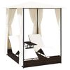 vidaXL Lettino Prendisole Doppio con Tende in Polyrattan Marrone