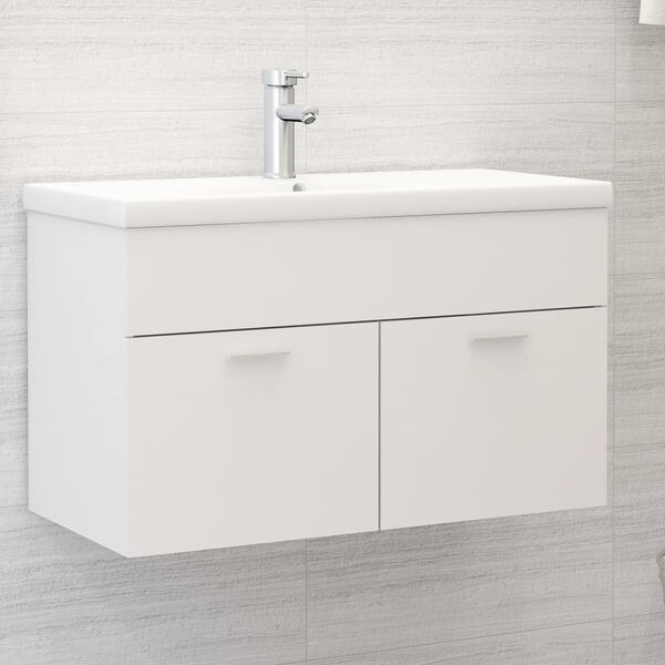 vidaXL Mobile da Bagno con Lavabo Integrato Bianco in Truciolato