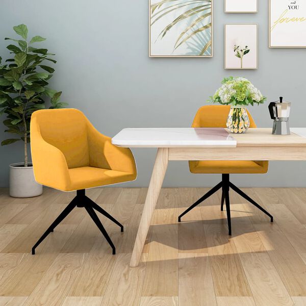 vidaXL Sedie da Pranzo 2 pz Giallo Senape in Velluto