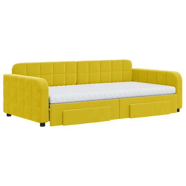 vidaXL Divano Letto Estraibile con Cassetti Giallo 100x200cm Velluto
