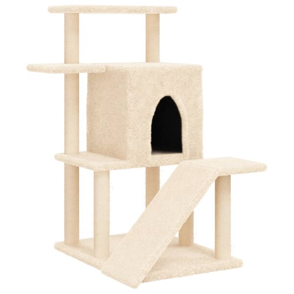 vidaXL Albero per Gatti con Tiragraffi in Sisal Crema 97 cm
