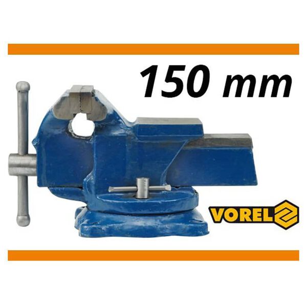 VOREL Morsa da Banco con Base Girevole 150 mm Blu