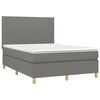 vidaXL Letto a Molle Materasso e LED Grigio Scuro 140x190cm in Tessuto