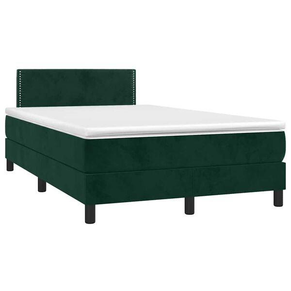 vidaXL Letto a Molle con Materasso e LED Verde Scuro 120x200cm Velluto