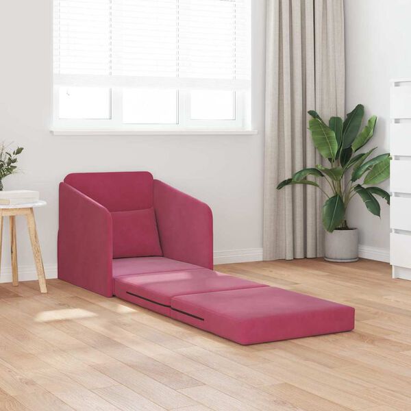 vidaXL Divano letto Rosso Vino 65 x 80 x 83 cm Velluto