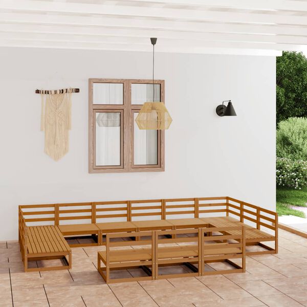 vidaXL Set Divani da Giardino 13 pz in Legno Massello di Pino
