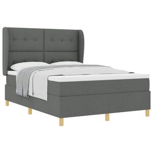 vidaXL Letto con molle e materasso Grigio Scuro 90x190 cm Tessuto