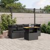 vidaXL Set Divani da Giardino 5 pz con Cuscini in Polyrattan Nero