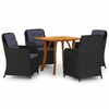 vidaXL Set Mobili da Pranzo per Giardino 5 pz Nero
