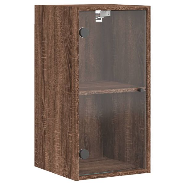 vidaXL Mobile a Muro con Ante in Vetro Rovere Marrone 35x37x68,5 cm