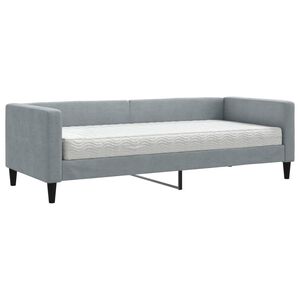 vidaXL Divano Letto con Materasso Grigio Chiaro 80x200 cm in Tessuto