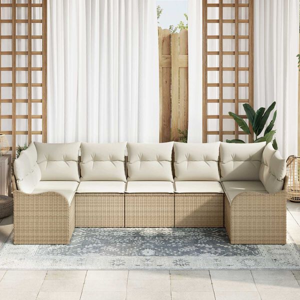 vidaXL Set Divano da Giardino Beige polyrattan