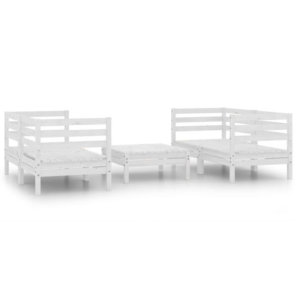 vidaXL Set Divani da Giardino 5 pz Bianco in Legno Massello di Pino