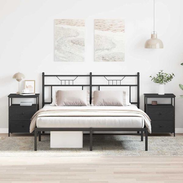 vidaXL Armadio da Notte 2 pcs Rovere Nero 34 x 35,5 x 50 cm