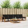 vidaXL Set di divani da esterno con cuscino 5 pcs Naturale e Nero