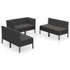 vidaXL Set Divani da Giardino 6 pz con Cuscini in Polyrattan Nero