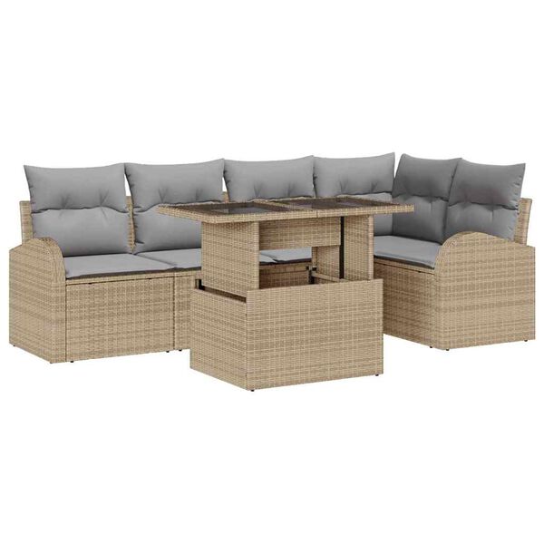 vidaXL Set Divano da Giardino 6 pcs Beige e Grigio Chiaro polyrattan