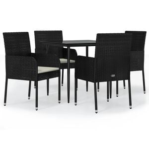 vidaXL Set da Pranzo da Giardino 5 pz Nero con Cuscini in Polyrattan