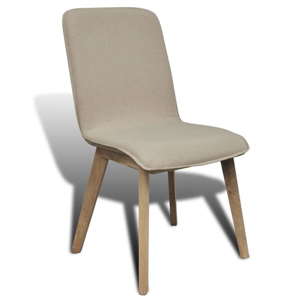 vidaXL Sedie Pranzo 4 pz Beige in Tessuto e Legno Massello di Rovere