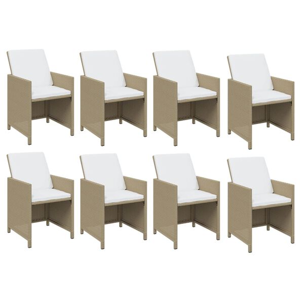 vidaXL Set da Pranzo da Giardino 13 pz con Cuscini in Polyrattan Beige